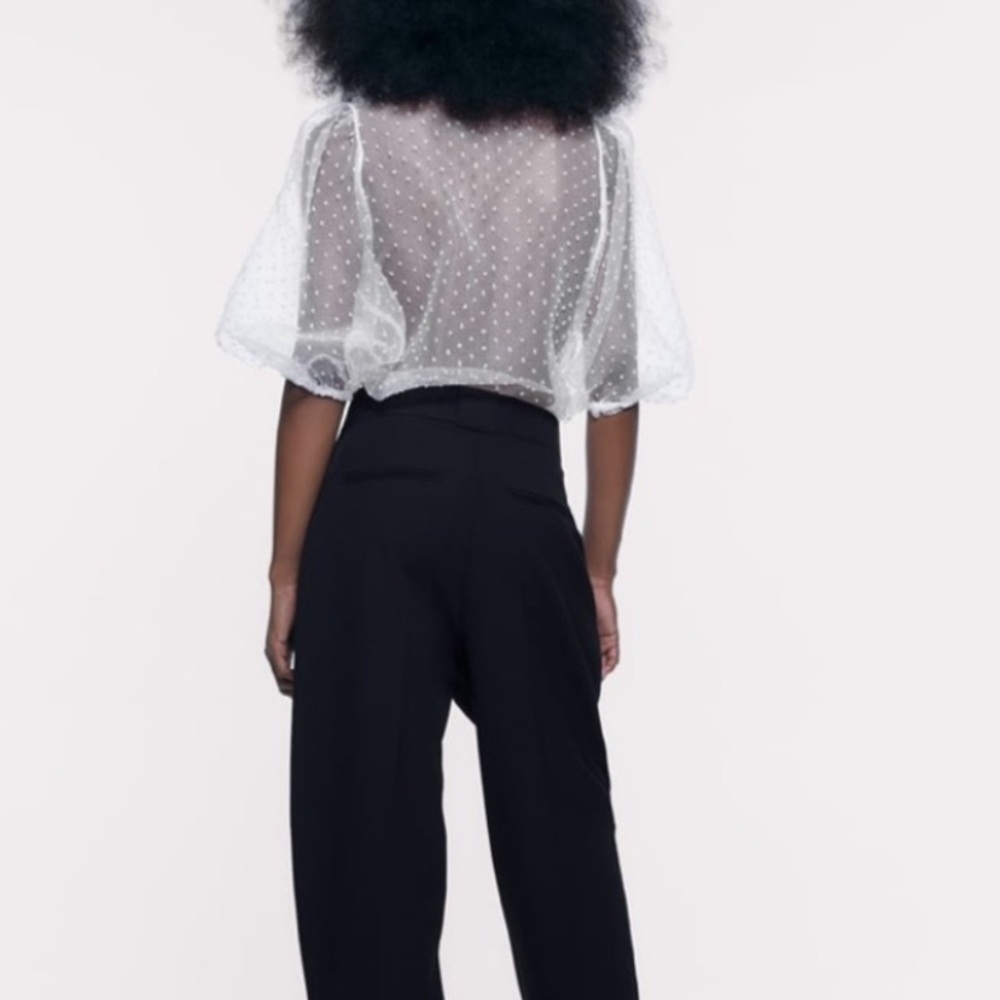 Zara white organza blouse with full sleeves - Picture 4 of 12